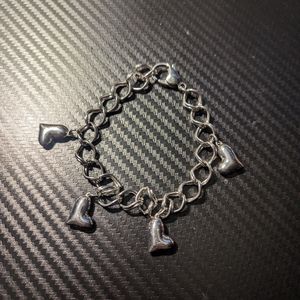 Silver Tone Heart Charm Bracelet